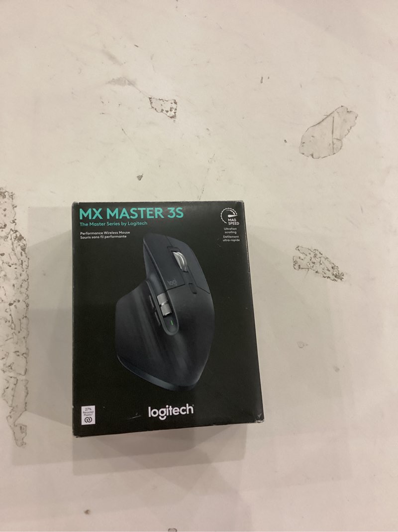 Condition photo showing As Is for Logitech MX Master 3S Wireless Mouse Standard Edition with Logi Bolt USB Receiver, Ultra-fast Scrolling, Ergo, 8K DPI, Track on Glass, Quiet Clicks, USB-C, Bluetooth, Windows, Linux, Chrome - Graphite Graphite Mouse w. USB Receiver