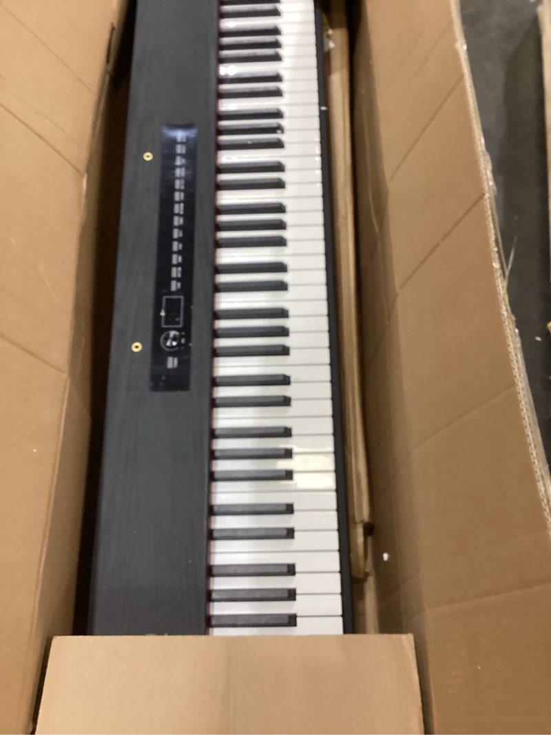 Condition photo showing As Is for mosen digital piano 88-key weighted keyboard with hammer action, portable electric piano set with x stand, recording headphone mode, sustain pedal, music rest, dual keyboard for beginner, mdp-80d black