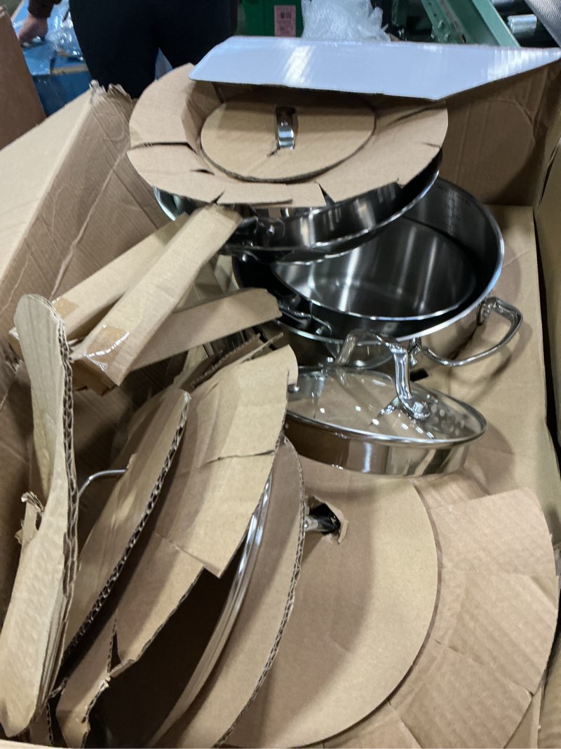 Condition photo showing As Is for T-fal Stainless Steel Collection 11-Piece Cookware Set