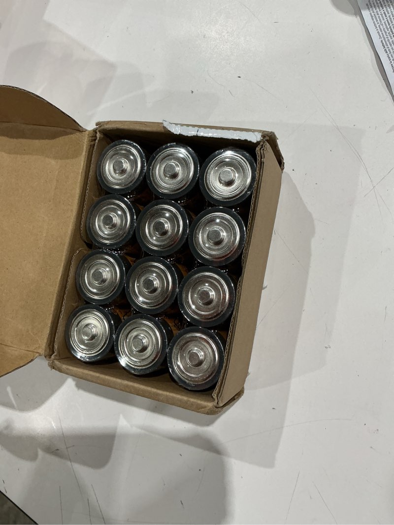 Condition photo showing Good Condition for amazon basics 12-pack d cell alkaline batteries, 1.5 volt, 5-year shelf life, long-lasting power, reliable for clocks and emergency use 12 count (pack of 1)