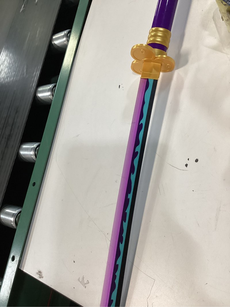 Condition photo showing Good Condition for RENGENG Light Up Sword, 40 Inches Rechargeable Pre-Assembled Plastic Replica Anime Sword with Belt & Stand & Spinner Yama Enma Purple