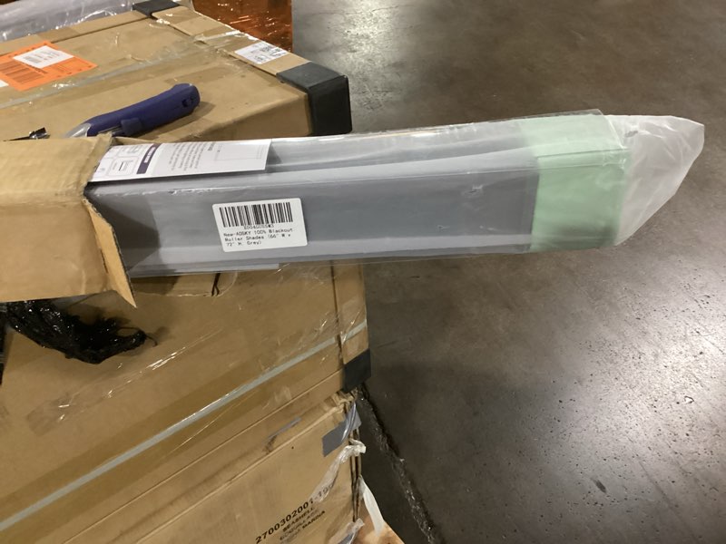 Condition photo showing Good Condition for AOSKY Blackout Roller Shades Cordless Blinds for Windows, Free-Stop Shades with Valance, Thermal Insulated Fabric, UV Protection, Natural Woven Blinds for Home and Office (66" W x 72" H, Grey) Grey 66"W x 72"H