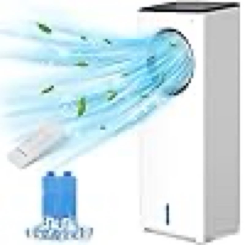 portable air conditioner, 3-in-1 evaporative air cooler, personal bladeless tower fan/ac cooling & humidification, 3 wind speeds, 3 modes, 40°oscillation, 4-8h timer with remote control, evaporative