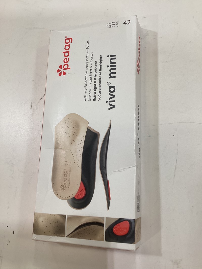Condition photo showing New/Like New for pedag viva mini | 3/4 leather arch support inserts | handmade in germany | plantar fasciitis relief | heel cushion | metatarsal support | low profile shoe insoles | tan | women us 12/ men 9/ eu 42 new viva mini tan women us 12/ men 9/ eu 42