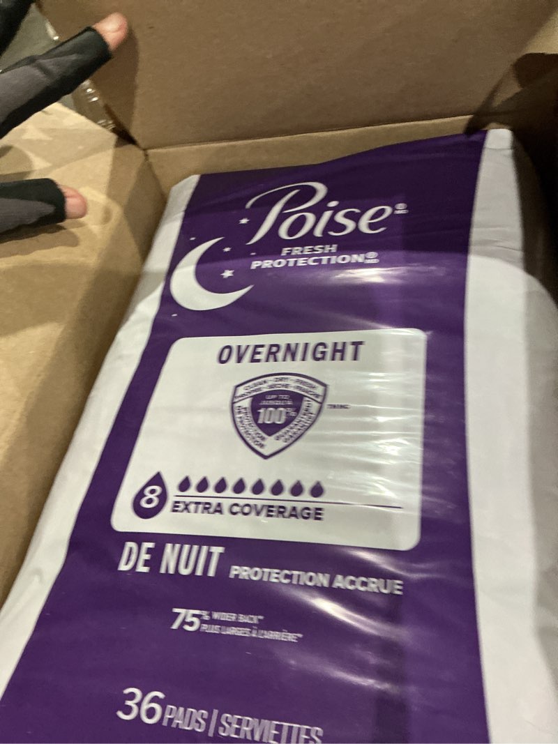 Condition photo showing Good Condition for poise overnight incontinence & postpartum pads for bladder leaks, 8 drop extra coverage, 72 count (2 packs of 36), packaging may vary long 72