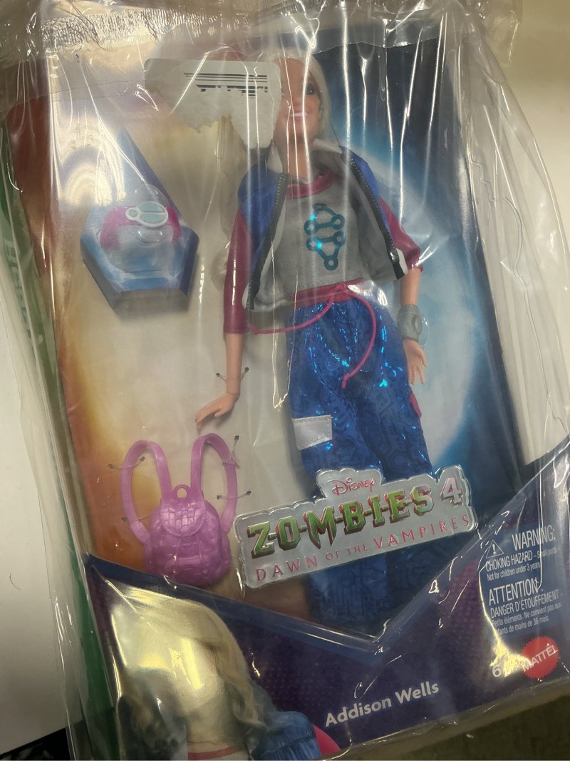 Condition photo showing New/Like New for Mattel Disney Zombies 4: Dawn of The Vampires Addison Wells Fashion Doll with Removable Outfit & 6 Accessories, Inspired by The Movie