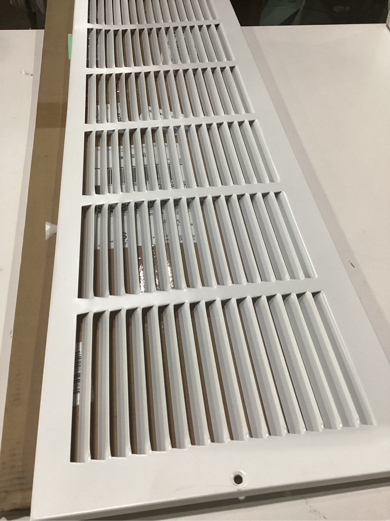 Condition photo showing Good Condition for voisen return air grille,fits 30x8 duct opening,steel return vent cover, white vent cover grill for sidewall and ceiling,havc cold air return vent cover,overall size:31.8"w x 9.8"h 30"x8"
