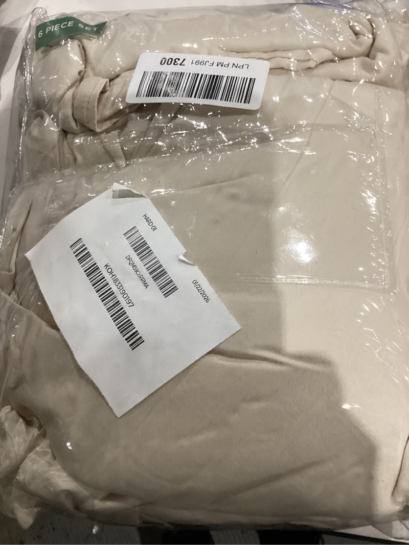 Condition photo showing As Is for Love's cabin 4 Piece Queen Sheet Set, Cooling Sheets, 100% Rayon Derived from Bamboo, Breathable & Soft Queen Size Bed Set, Deep Pocket Up to 16", Hotel Luxury Silky Bedding Sheets, Beige Queen 02-beige