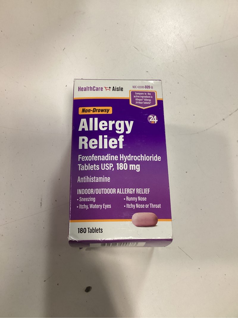 Condition photo showing New/Like New for HealthCareAisle Allergy Relief - Fexofenadine Hydrochloride Tablets USP, 180 mg - 180 Tablets - Allergy Medication, Non-Drowsy 24-Hour Relief 180 Count (Pack of 1) 180mg
