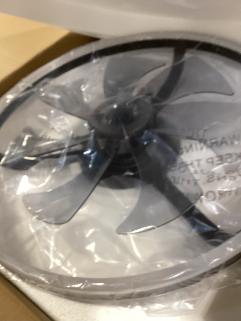 Condition photo showing New/Like New for volisun rgb ceiling fan with lights and remote, 23.6in low profile ceiling fan flush mount, 3000k-6500k dimmable fandelier led fan light, black bladeless ceilings fans for bedroom black 23.6 inch