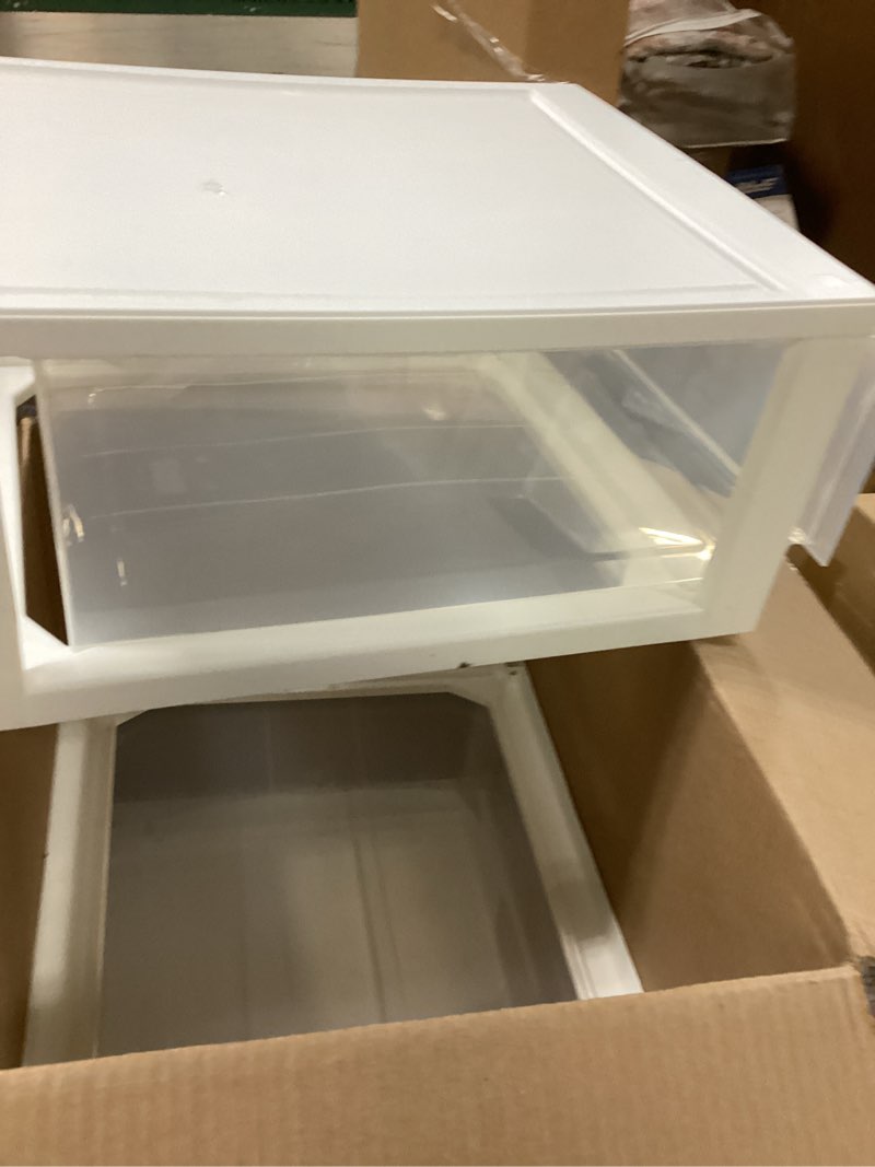 Condition photo showing Good Condition for IRIS USA 30 Qt. Plastic Drawer Storage Organizer Stacking Drawers, 2-Pack, Stackable Unit with Sliding Drawer for Clothes Bedroom Kitchen Under Sink Pantry Craft Room Bathroom Dorm Office, White 2 Pack 30 Qt.
