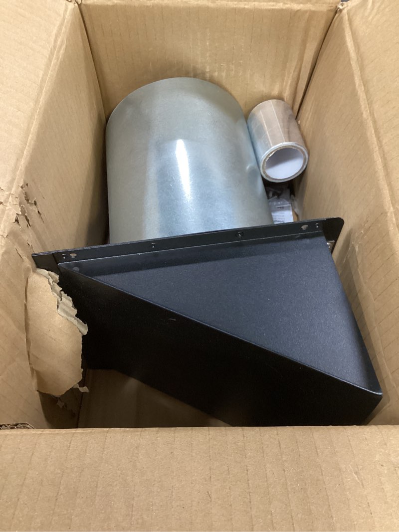 Condition photo showing Good Condition for 6 inch hooded wall vent with screen and damper,6 inch wall exhaust vent cover dryer ventilation cap exterior for kitchen range hood air exhaust,external extractor w/non return flap,galvanized steel 6 inch black