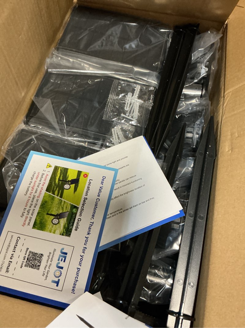Condition photo showing New/Like New for jejot 6 pack solar lights outdoor waterproof,warm white light,2 lighting modes,solar powered spotlights for yard garden solar spot lights for flag landscape auto on/off warm white 6 pack