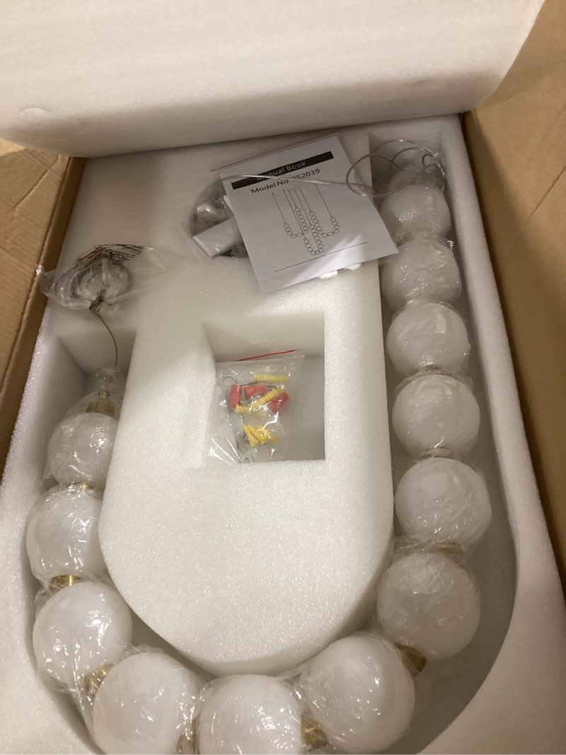 Condition photo showing Good Condition for modern chandeliers led dimmable light acrylic balls ceiling pendant lighting for living room dining room bedroom adjustable hanging lights 25 watts gold lamp gold 1 ring