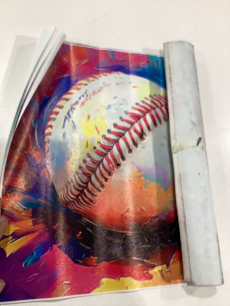 Condition photo showing New/Like New for 4pcs baseball wall art boys room rustic baseball american football painting picture wall decor modern graffiti poster print artwork for man cave man bedroom living room playroom home decoration baseball 12"l x 12"w poster