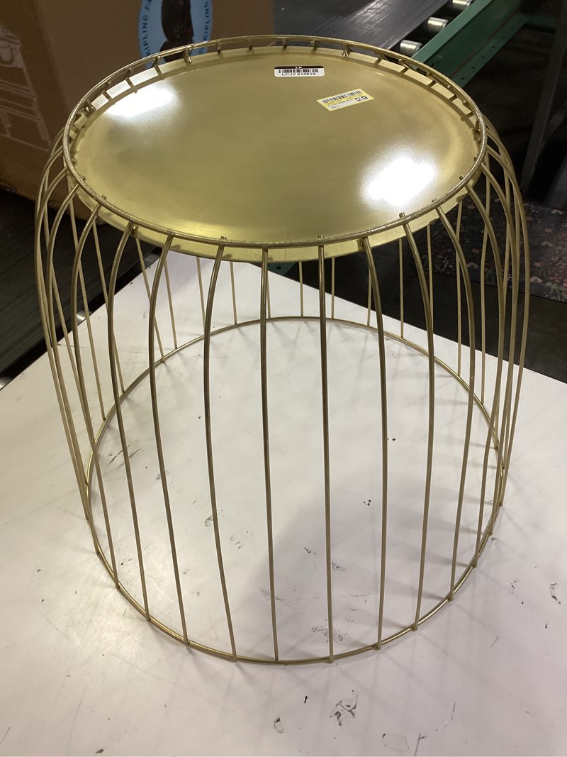 Condition photo showing As Is for round metal laundry basket gold metal wire storage basket gold metal wire storage basket large capacity decorative open grid organizer with handles for living room,bathroom,bedroom