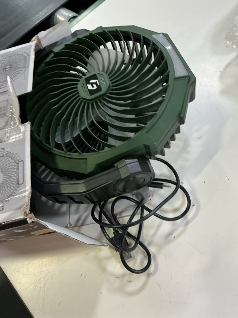 Condition photo showing Good Condition for frizcol 3-in-1 camping fan - portable fans rechargeable - 24000mah battery powered fan with light & remote for indoor, outdoor, tent, travel, fishing, jobsite, gifts for men dad him - green 24000mah internal green