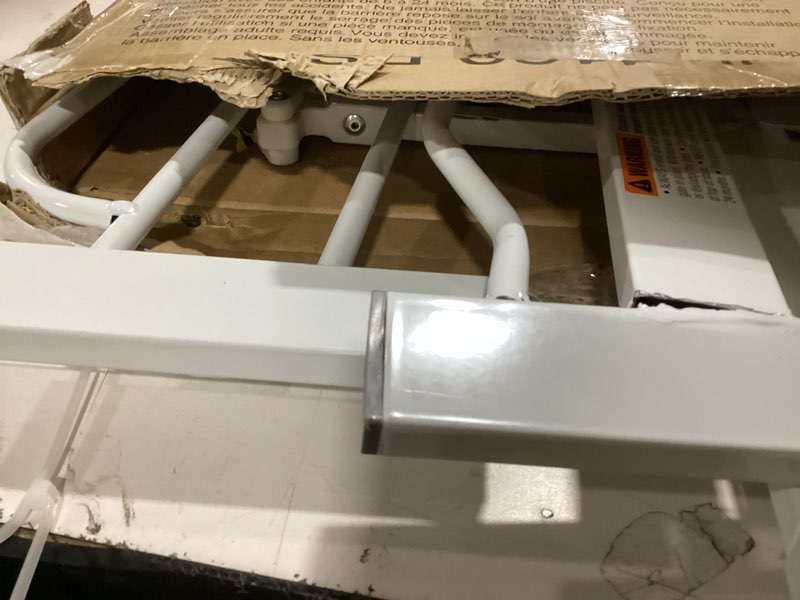 Condition photo showing As Is for Regalo Safety 38" Baby Gate for Doorways & Bottom of Stairs, Pressure Mount Design for Babies, Toddlers & Pets, Tested & Safe for 30 Years, American Designed, American Owned, White White 29-38.5"W x 30"H