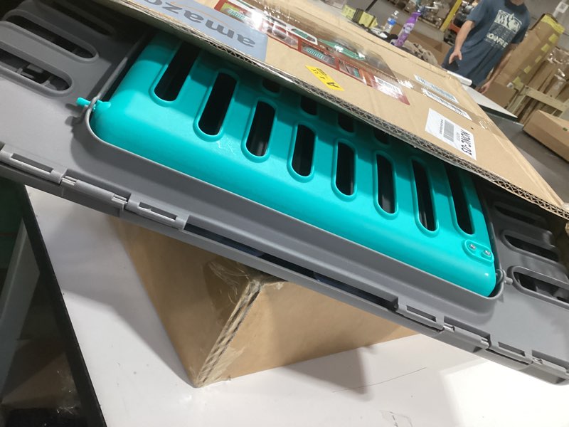 Condition photo showing Good Condition for sportpet x-large hard-sided travel cat carrier - cat carrier with patented wide side-opening door, foldable portable pet carrier for cats & small pets up to 35lbs - dark gray/teal xl carrier