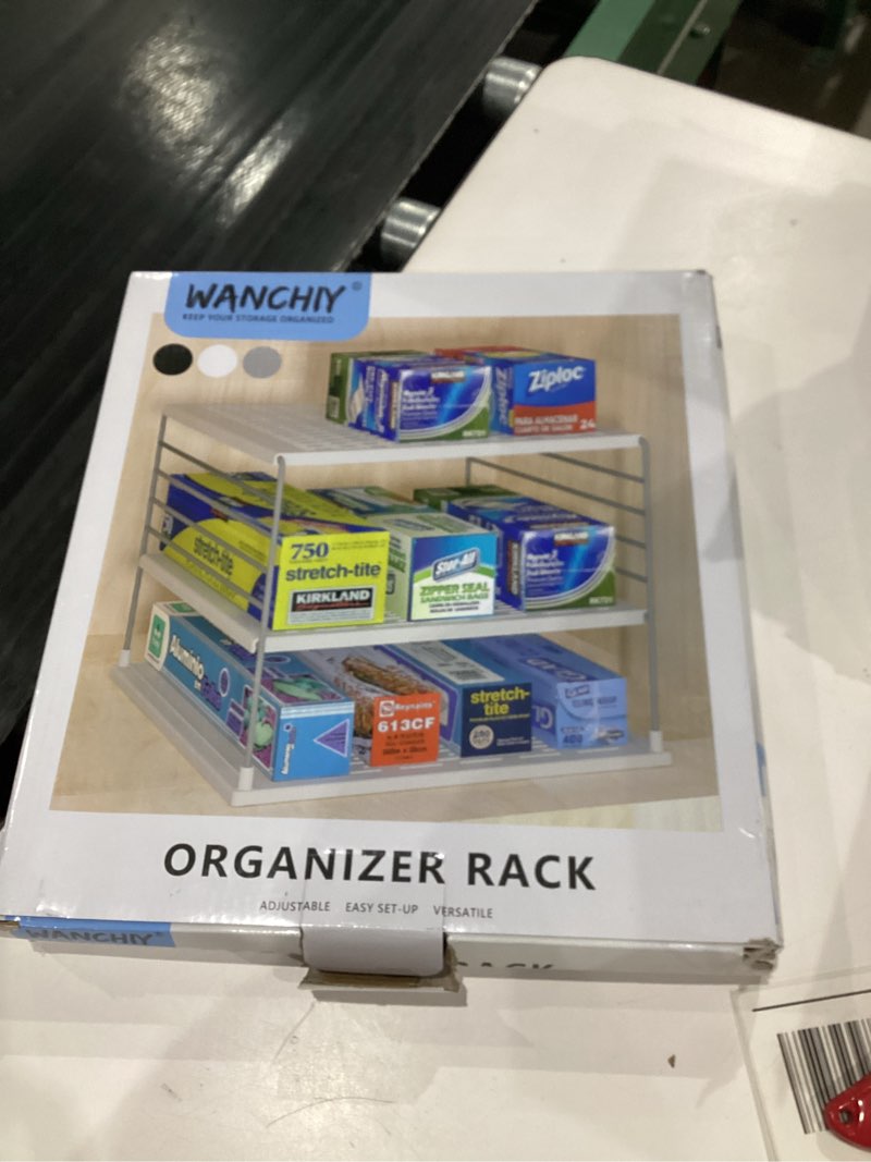 Condition photo showing New/Like New for Upgraded Cabinet Organizers and Storage -Divided Compartment Holder for Plastic Bag, Wrap, Foil, Snack and Box for Kitchen and Pantry Organization and Storage, Kitchen Organization(Black)