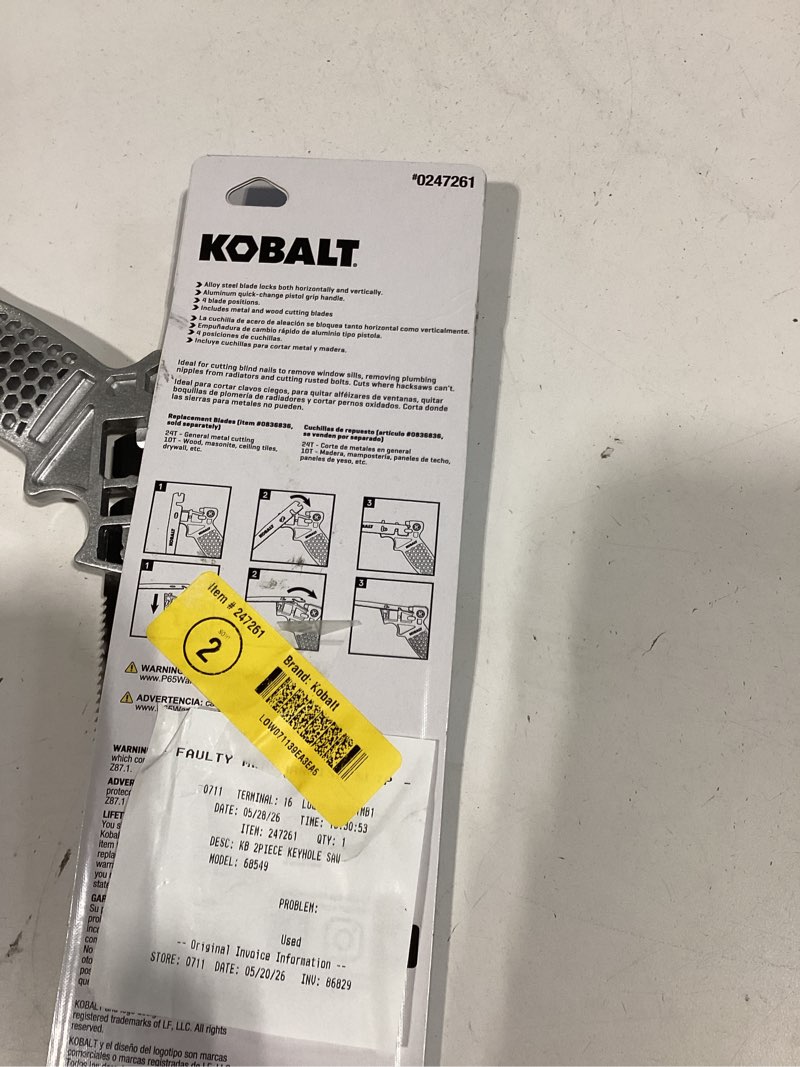 Condition photo showing Good Condition for kobalt 7.5-in cross-cutting keyhole saw