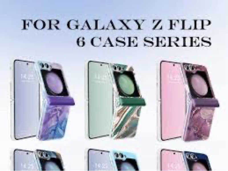 Vowodu Marble Case for Samsung Galaxy Z Flip 6 Case with Hinge Protection, [Precise Camera Protectio