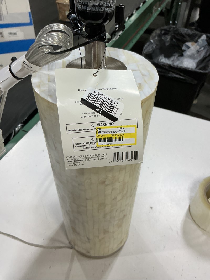 Condition photo showing Good Condition for capiz subway tile large lamp base shell - threshold™: pearlized finish, etl listed, no assembly required