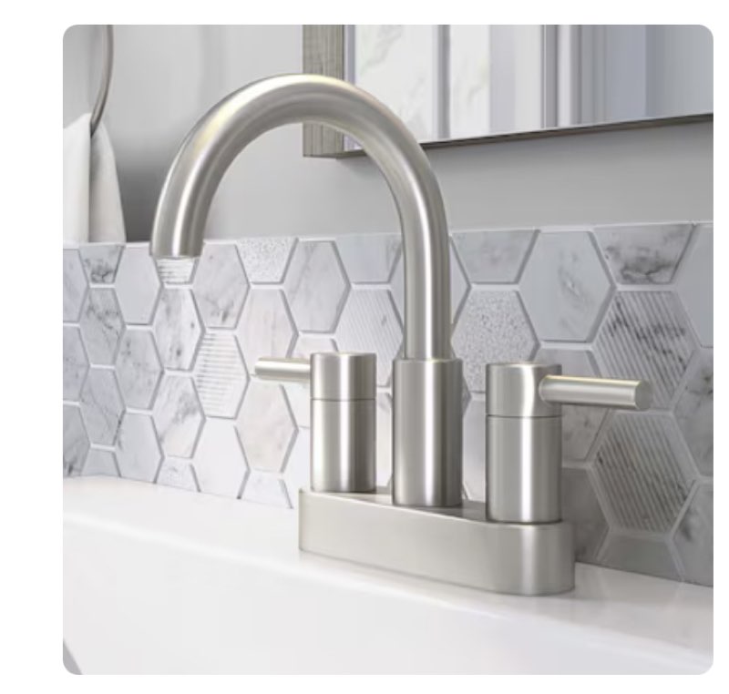 allen + roth Harlow Simplefit Brushed Nickel PVD 4-in centerset 2-handle WaterSense