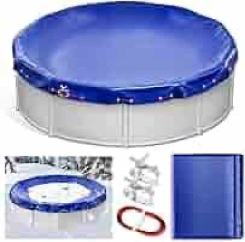 Keycci 21FT Round Winter Pool Cover for Above Ground Pools, 4FT Overlap Extra Thick PE Pool Cover Po