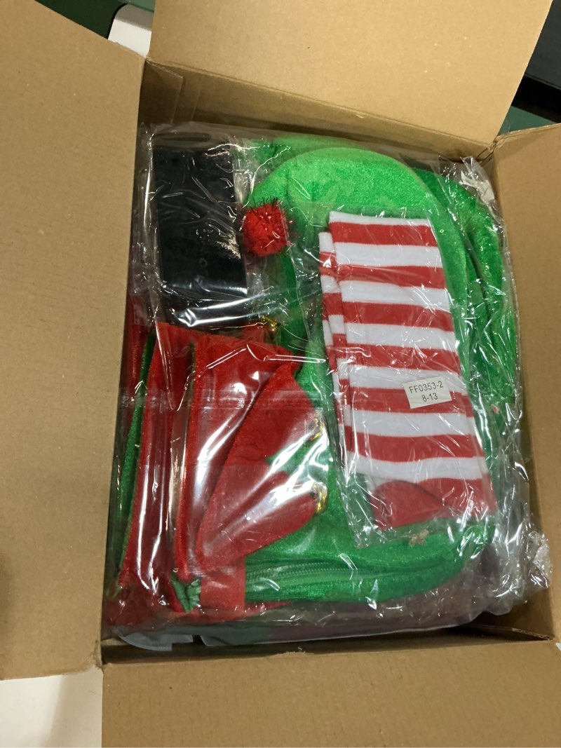Condition photo showing New/Like New for 6 Pack Christmas Kids Elf Costume, Boys Christmas Elf Costume Velvet Cosplay Santa's Helper Costume Xmas Outfit 8-10 Years