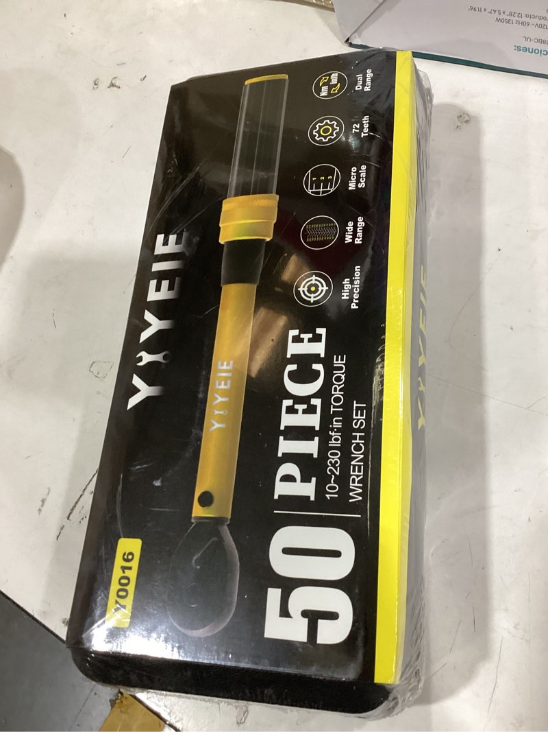 Condition photo showing New/Like New for yiyeie 50pcs master bike torque wrench set, 1/4 inch drive, 10-230 in.lb (1-26.0 nm), inch pound click torque wrench with bit sockets, 0.1 nm micro, 3/8 adapter, pro bicycle tool kit for mtb 1/4" 50pcs