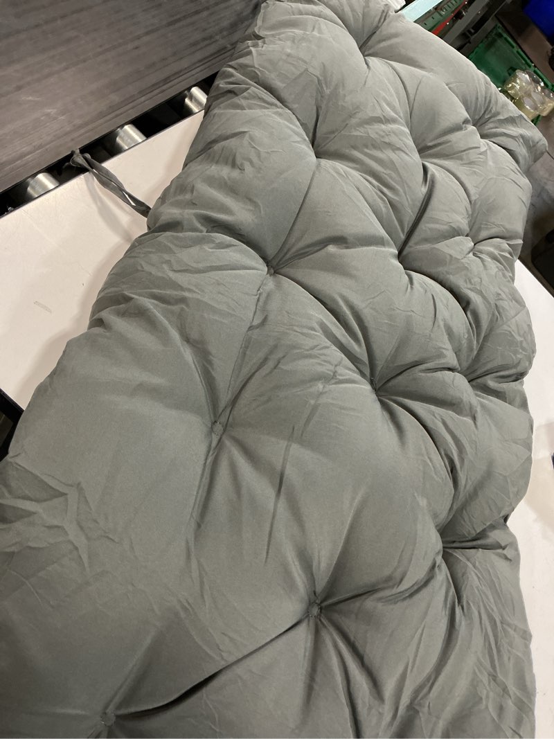 Condition photo showing Good Condition for indoor/outdoor bench cushion, swing cushion for garden furniture patio lounger bench tufted pad for outdoor furniture waterproof loveseat pads with ties,dark grey,47\"*20\" dark grey 47\"l*20\"w*3\"t