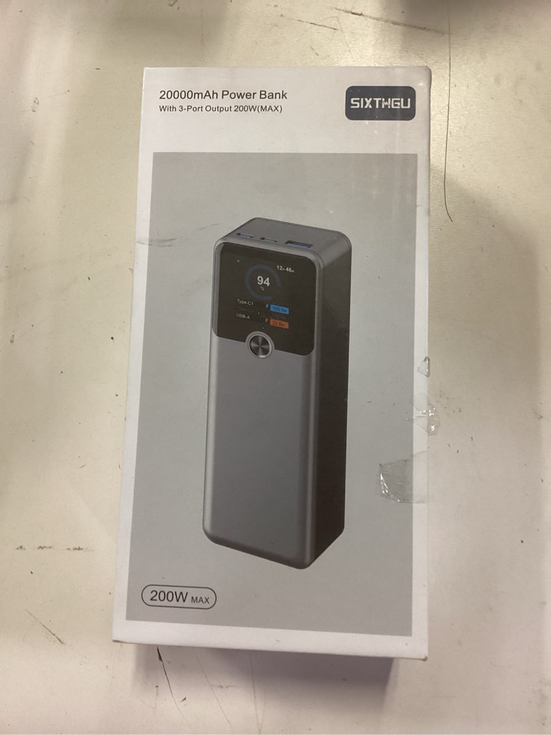 Condition photo showing New/Like New for laptop power bank, 3-port 20,000mah portable charger with 200w max output, pd 3.1 fast charging, flight-approved for travel, powertower, for macbook, iphone 17/16 series, and more(grey)