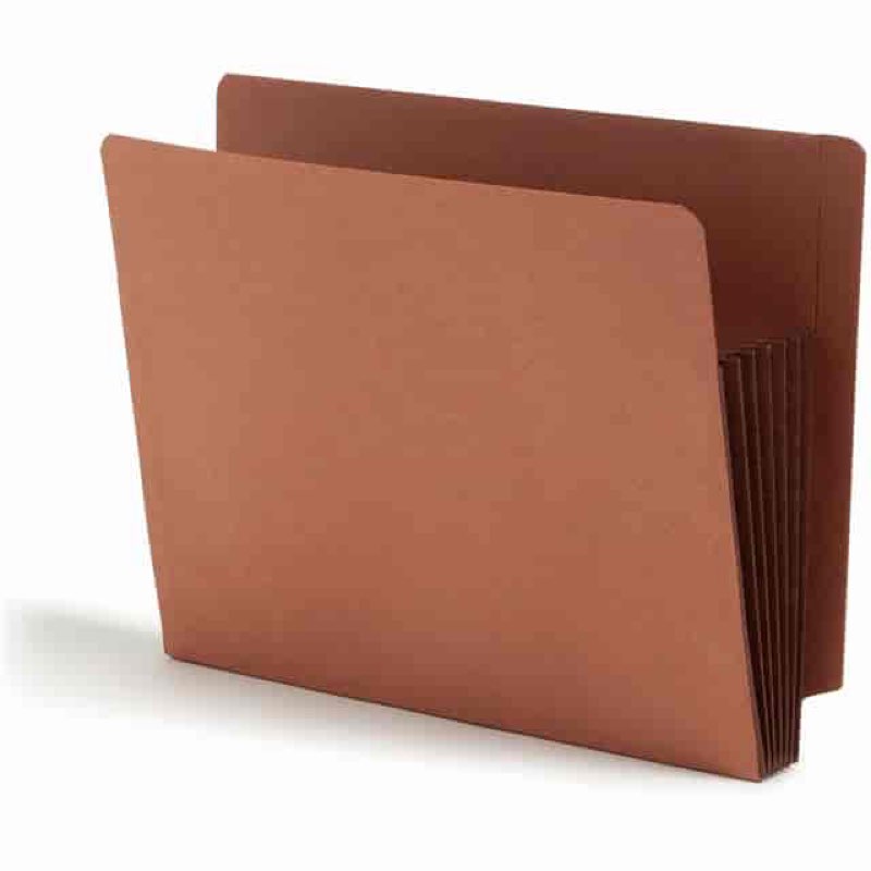 smead straight tab cut letter recycled file pocket, 8 1/2" x 11", 5 1/4" expansion, 12.5 pt., 2 plys, dark brown, embossed, tear resistant, 30% recycled, 10 / box