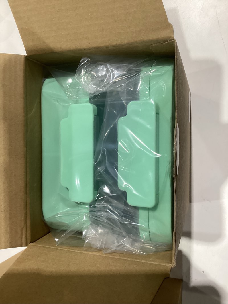 Condition photo showing New/Like New for GORILLA GRIP BPA-Free Leakproof Bento Lunch Box for Women, Men, Kids, 2 Tier Style, On-the-go Easy to Carry Handle, Microwave Safe Hot or Cold Food Container, Lid Includes Built-In Utensil Set, Mint Mint 2 Tier