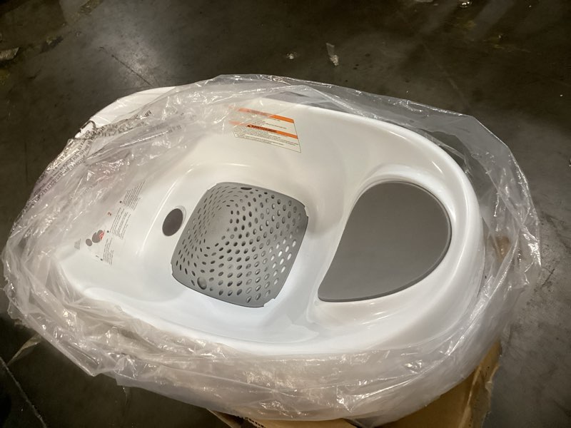 Condition photo showing As Is for Boon Soak 3 Stage Baby Bathtub - Baby Bath Tub with Three Support Positions for Newborn to Toddlers - Color Changing Drain Plug for Ideal Bath Temperature - Gray - Ages 0 to 18 Months and Up White 1 Count (Pack of 1)
