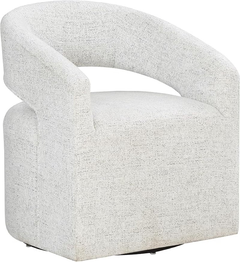 OSP Home Furnishings Devin Modern Upholstered Swivel Accent Barrel Chair, Midnight