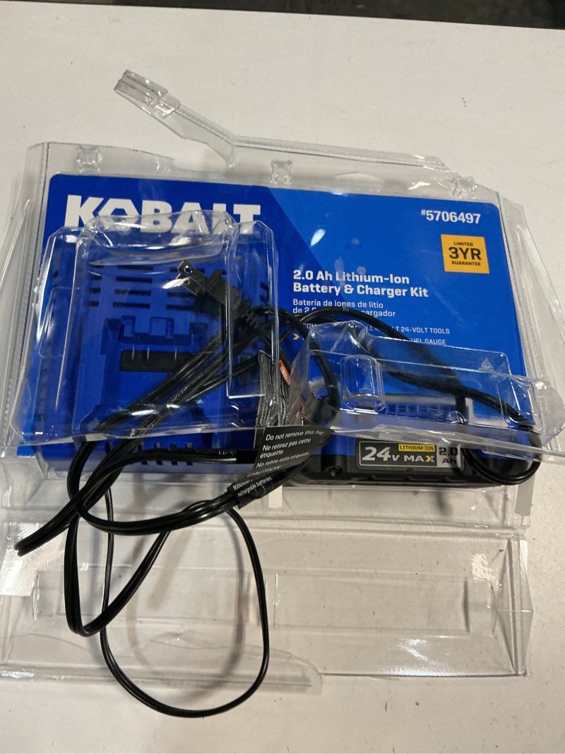 Condition photo showing As Is for kobalt 24 -volt 1 -pack lithium-ion ( 2 ah battery and charger )
