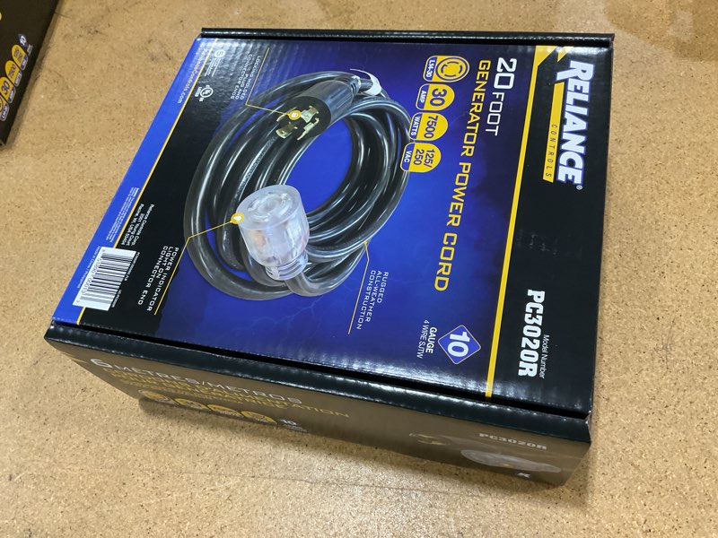 Condition photo showing New/Like New for reliance controls pc3020 pc3020k generator power cord, black