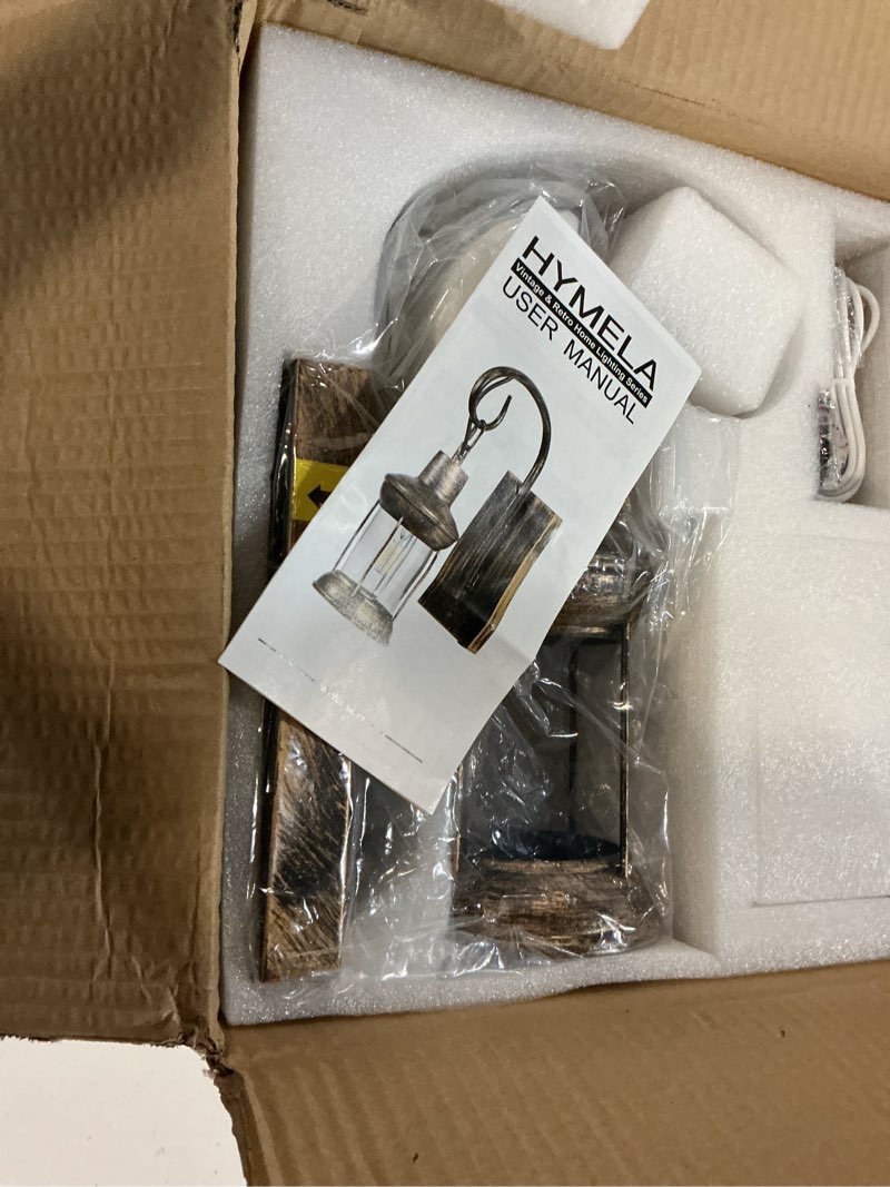 Condition photo showing Good Condition for b02 battery operated wall sconce, on/off remote rechargeable wall lamp with oil rubbed bronze finish, rustic cordless wall light fixtures, vintage lantern sconce for bedroom living room cafe