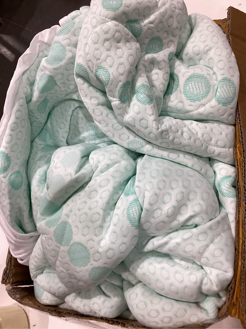 Condition photo showing As Is for whatsbedding 5 inch queen mattress topper breathable bamboo viscose air layer,memory foam mattress topper queen size blue.