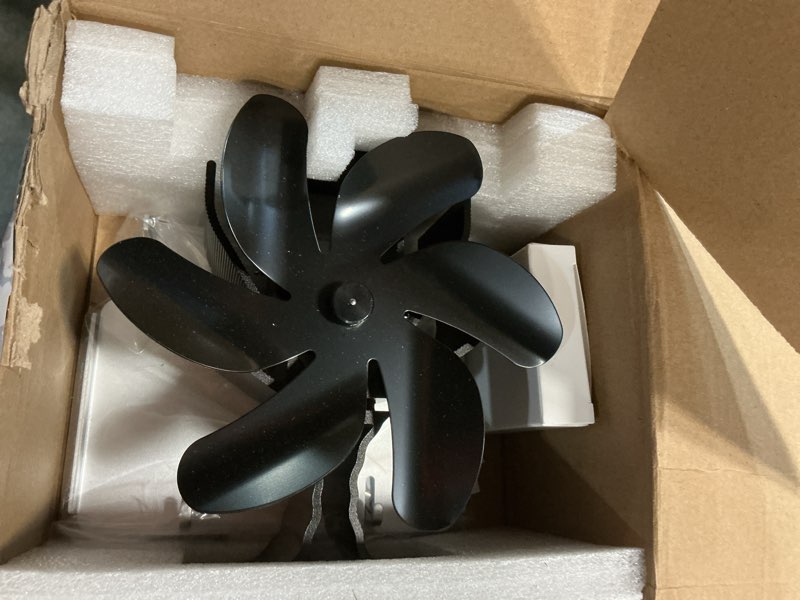 Condition photo showing Good Condition for HIDALIFE Wood Stove Fan for Heater, Heat Powered Fireplace 6 Blades Fan with Bracket Compatible for Heater,Thermal Tent Heater Fan for Camping Propane Heater with Magnetic Thermometer 6 Blades Heater Fan