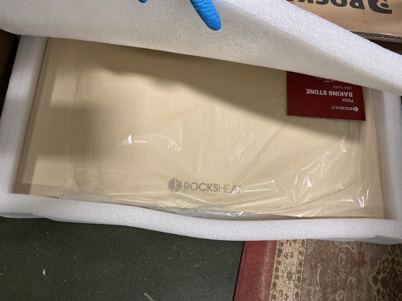 Condition photo showing Good Condition for Pizza Stone, Rectangular Extra Large 23.6" x 15.8" x 0.6" Pizza Stones for Oven Grill BBQ, Industrial Commercial Heavy Duty Cordierite Baking Stone for Pizza Bread, Outdoor Pizza Accessories Rectangle 23.6" x 15.8"
