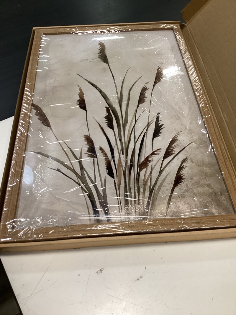 Condition photo showing Good Condition for 2pcs framed bohemian reed wall art,retro,country-style natural minimalist botanical canvas painting suitable for living rooms, bedrooms, and 16 x 24 in featuring reed 16x24inches