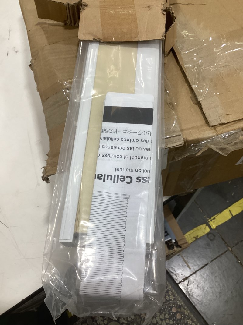 Condition photo showing Good Condition for lazblinds no tools no drill cordless cellular shades, light filtering honeycomb shades pleated blinds for window size 28" w x 72" h, cream light filtering - cream 28" w x 72" h