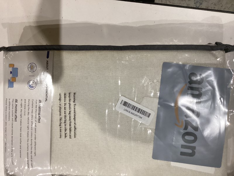 Condition photo showing As Is for inovaday 100% blackout curtains 63 inches length 2 panels set, back tab/rod pocket linen black out curtains for bedroom, thermal insulated window drapes - beige, w50 x l63 #02 beige 50"w x 63"l (pack of 2)