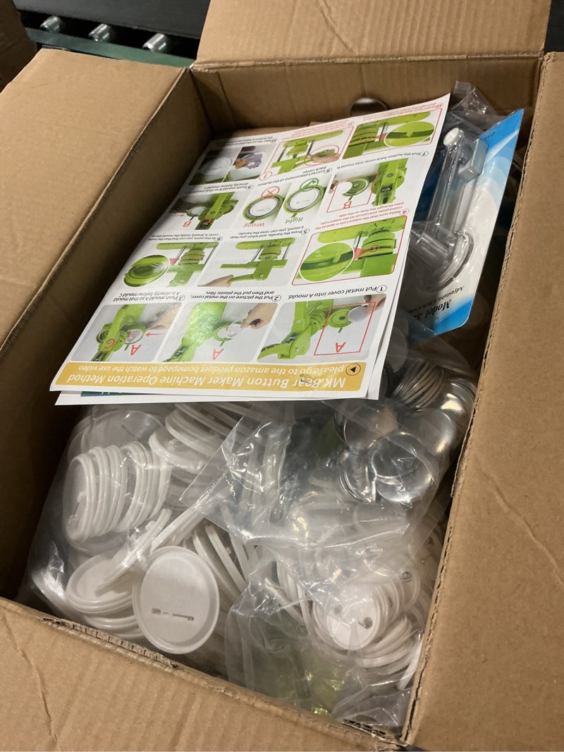 Condition photo showing Good Condition for button maker machine - multiple sizes 1.25in+2.25in, kit for diy gifts, button press machine with free 200pcs 32-58mm supplies & 2 circle cutter green 1.25+2.25 inch (200 sets)