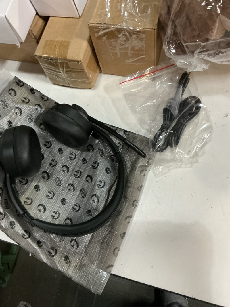 Condition photo showing Good Condition for aoc wireless headset with mic for work, bluetooth 5.4 headphones with noise canceling microphone, usb c, 30h, clear calls & mic mute for pc, laptop, cell phones, zoom - black