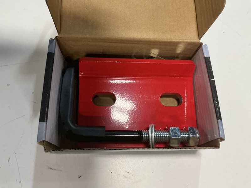 Condition photo showing As Is for autmatch hitch tightener anti-rattle clamp, heavy duty hitch stabilizer for 1.25 and 2 inch trailer hitches, rubber isolator and anti-rust double coating protective, black & red