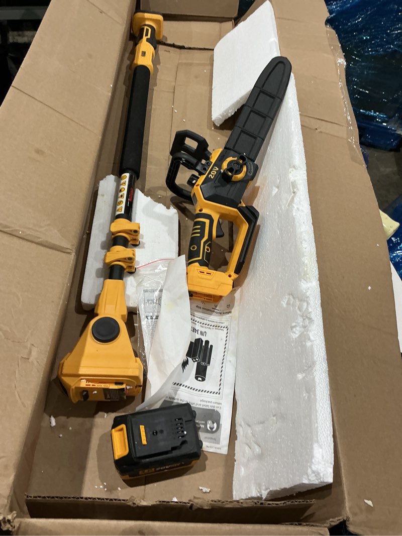 Condition photo showing As Is for incomplet )))4-in-1 cordless pole saw & electric pruning shears for dewalt 20v battery